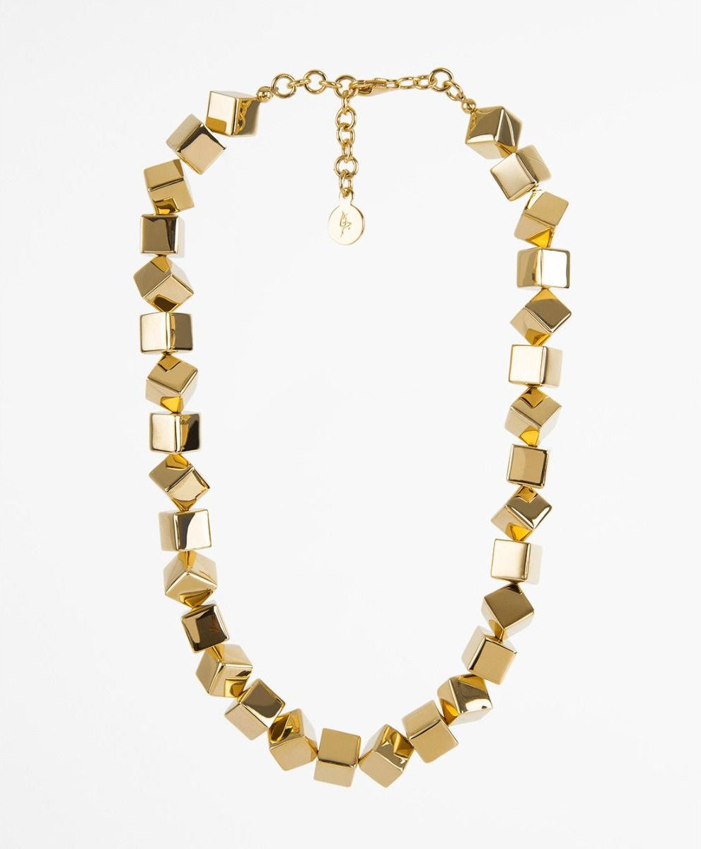 Mexican Geometry gold-plated cubes necklace