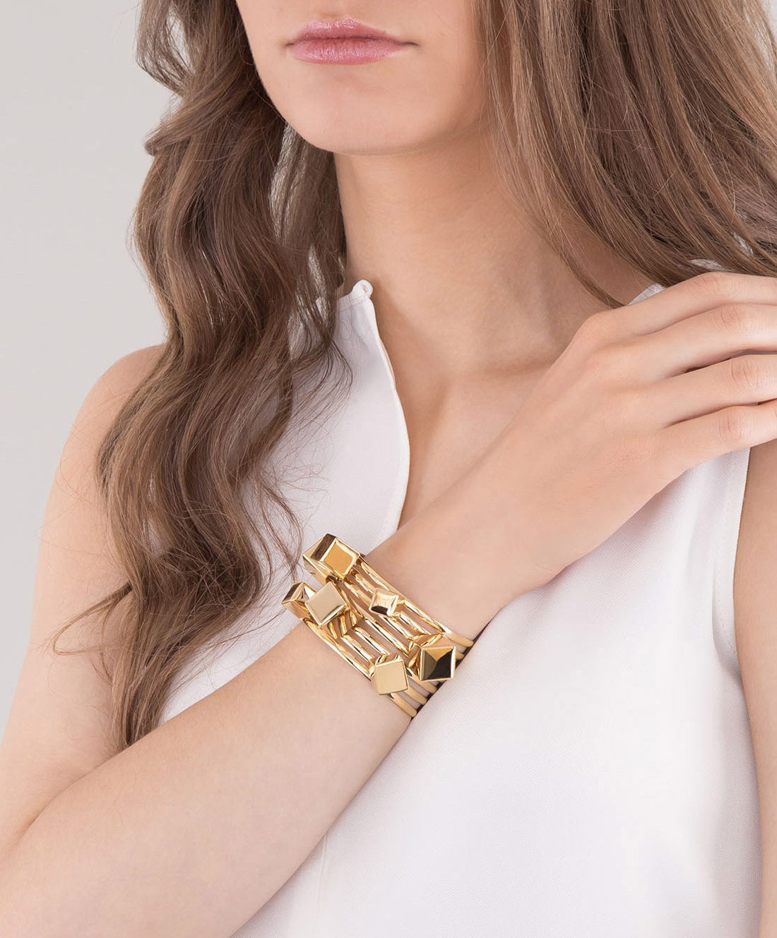 Mexican Geometry gold-plated cubes bracelet
