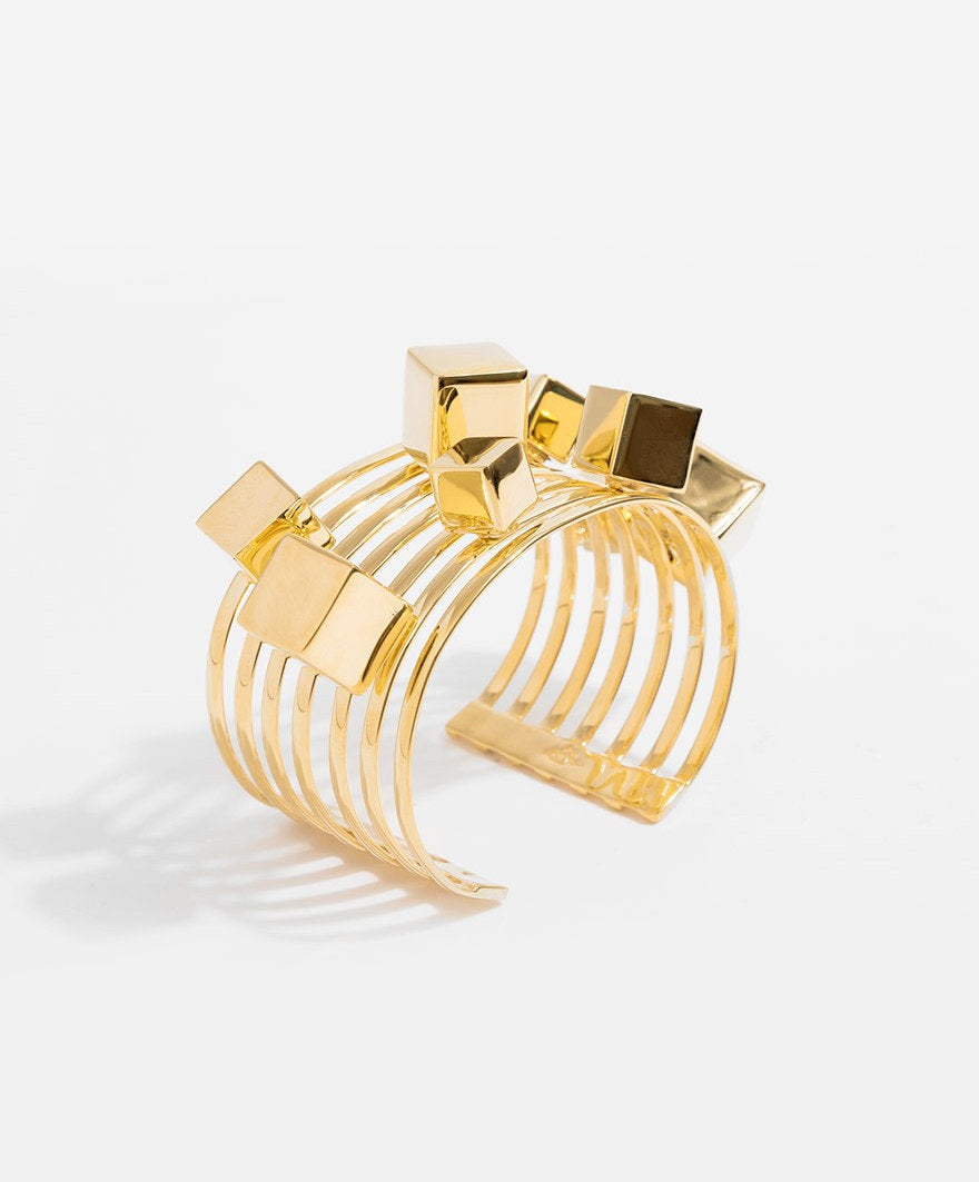 Mexican Geometry gold-plated cubes bracelet