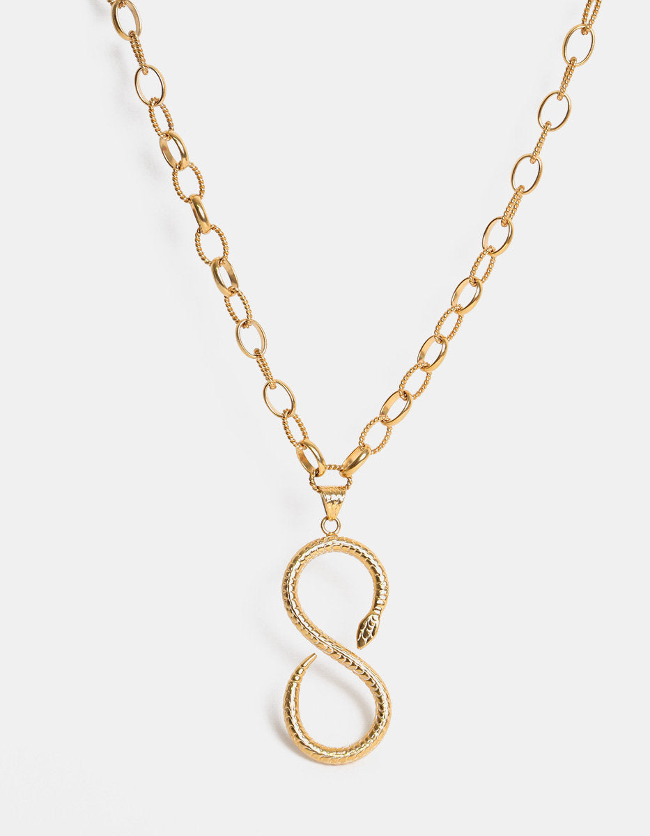 Poison gold-plated hammered snake necklace