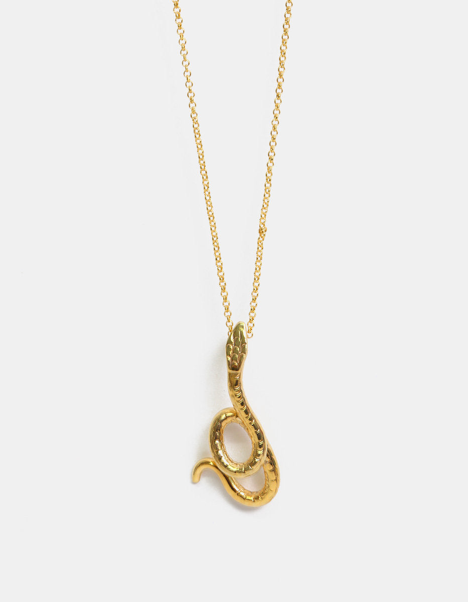Poison gold-plated hammered snake necklace