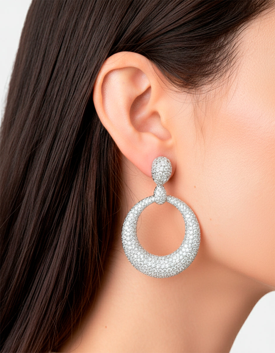 Festive Style rhodium plated earrings