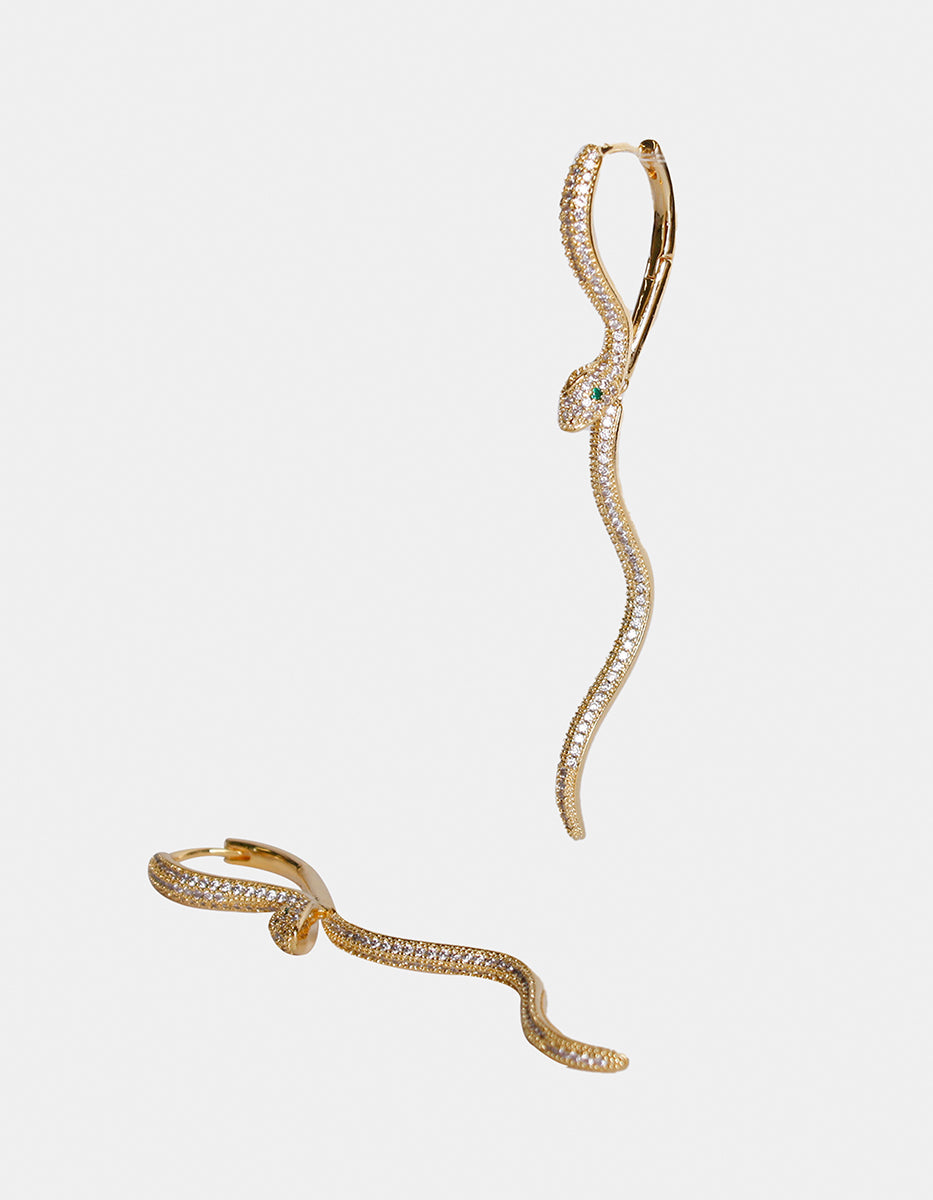 Festive Style rhodium snake earrings