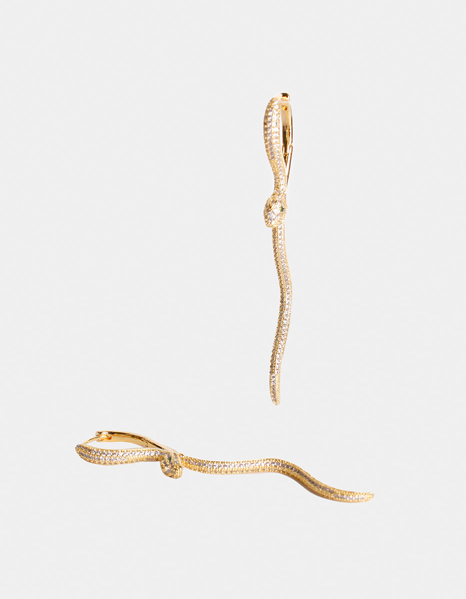 Festive Style rhodium snake earrings