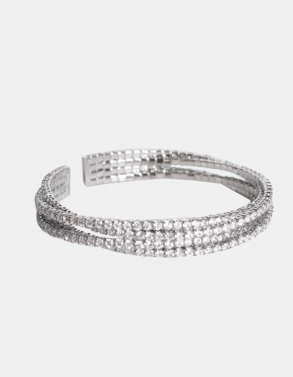 Brazalete 4 hilos con topacios blancos Festive Style