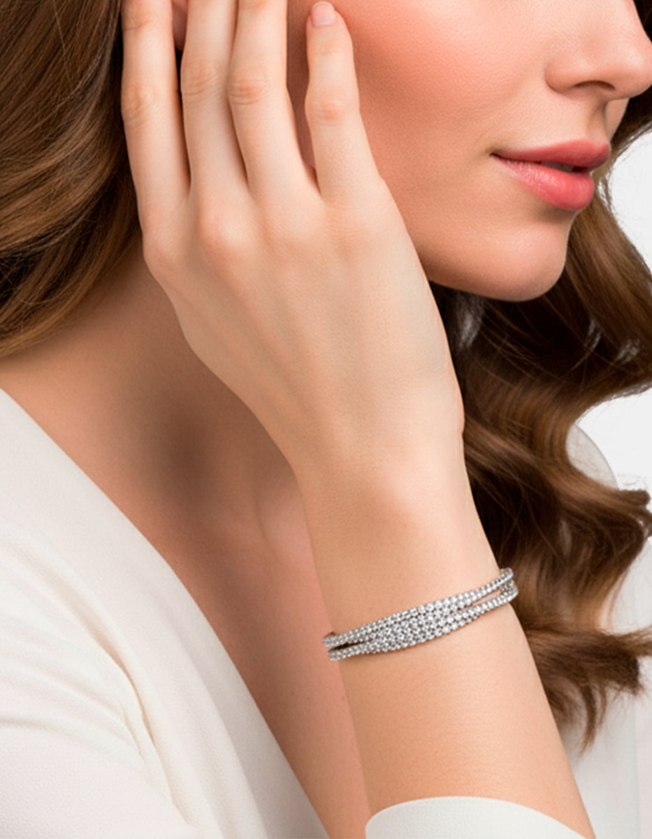 Brazalete 4 hilos con topacios blancos Festive Style