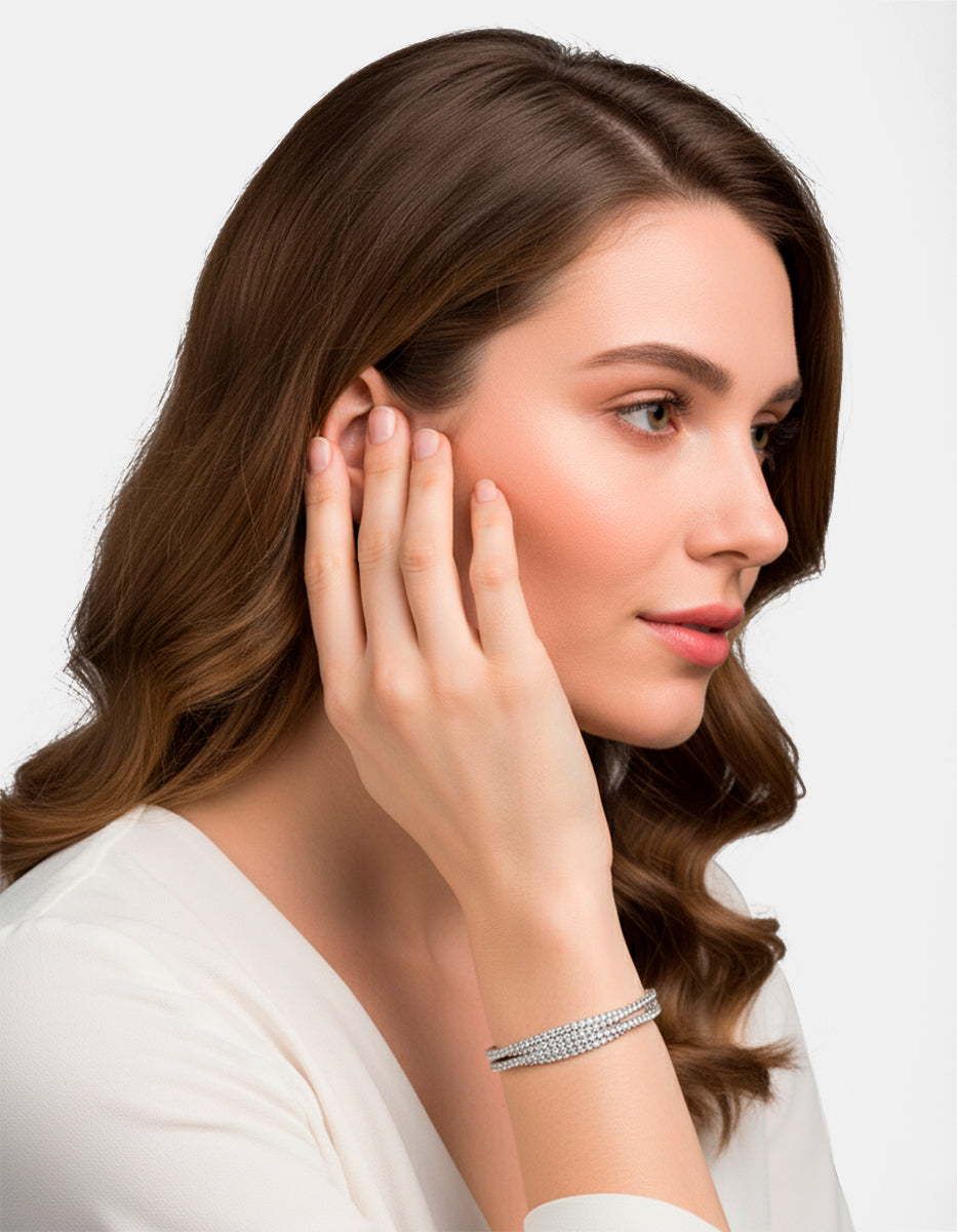 Brazalete 4 hilos con topacios blancos Festive Style