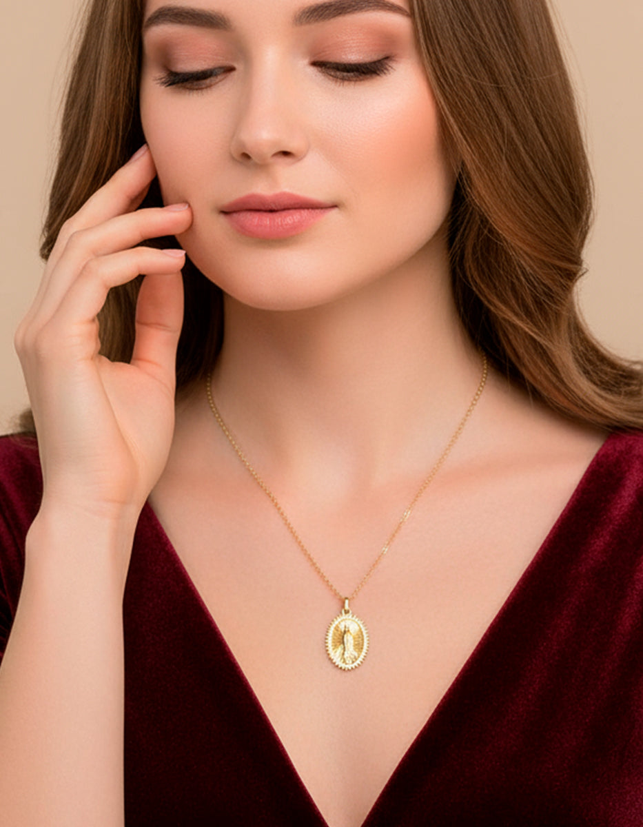 Gold-plated medal Our Lady of Guadalupe necklace