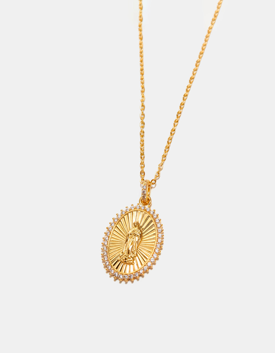 Gold-plated medal Our Lady of Guadalupe necklace