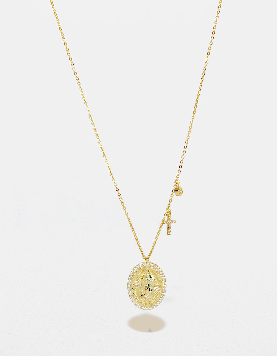 Gold-plated medal Our Lady of Guadalupe necklace