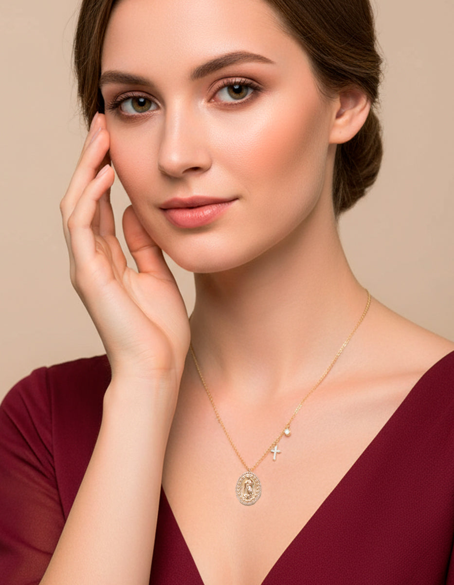Gold-plated medal Our Lady of Guadalupe necklace