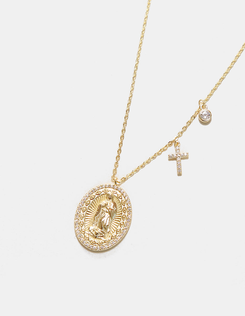 Gold-plated medal Our Lady of Guadalupe necklace
