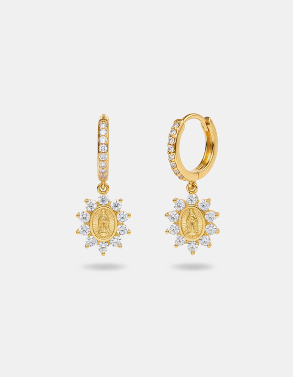 Gold-plated medal Our Lady of Guadalupe earrings