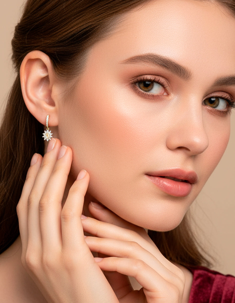 Gold-plated medal Our Lady of Guadalupe earrings