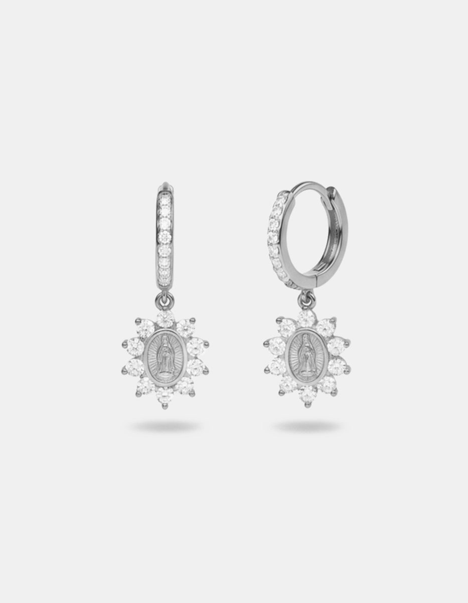 Gold-plated medal Our Lady of Guadalupe earrings