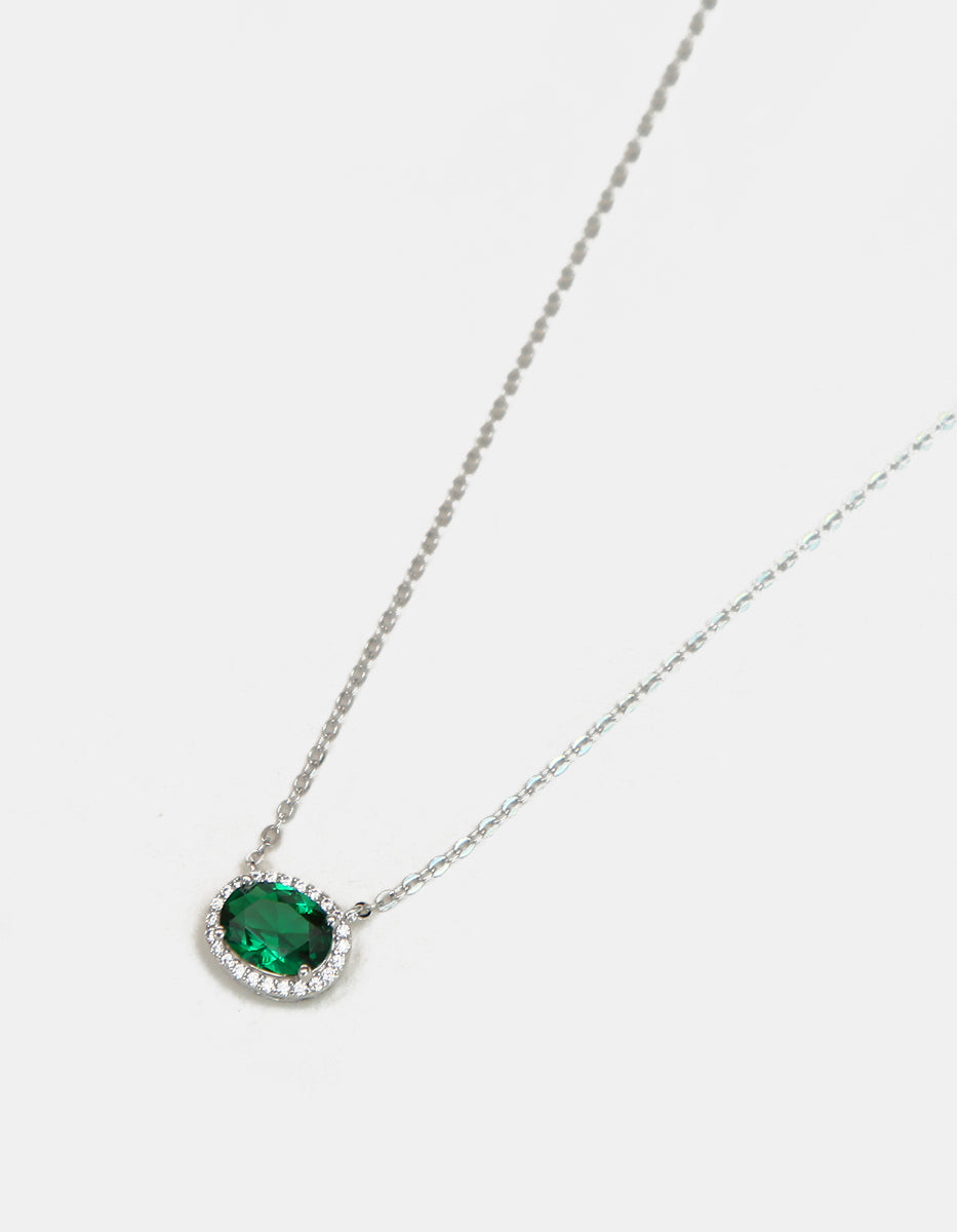 Eterna Silver rhodium & Bombay Emerald gem pendant