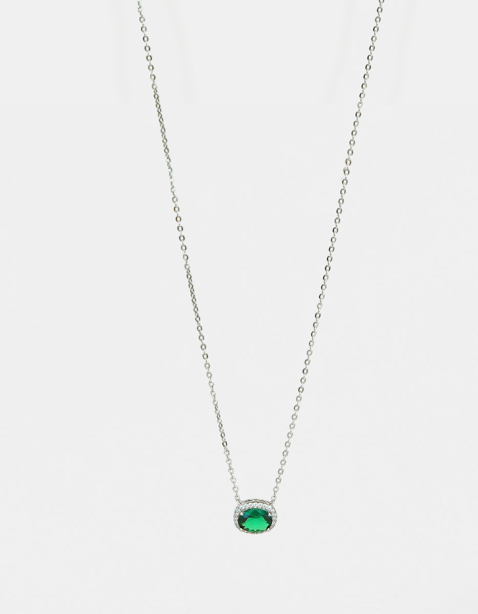 Eterna Silver rhodium & Bombay Emerald gem pendant