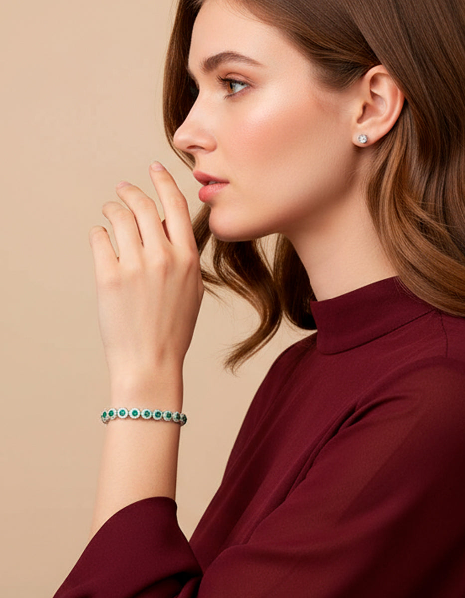 Eterna Silver rhodium &  Bombay Emerald bracelet