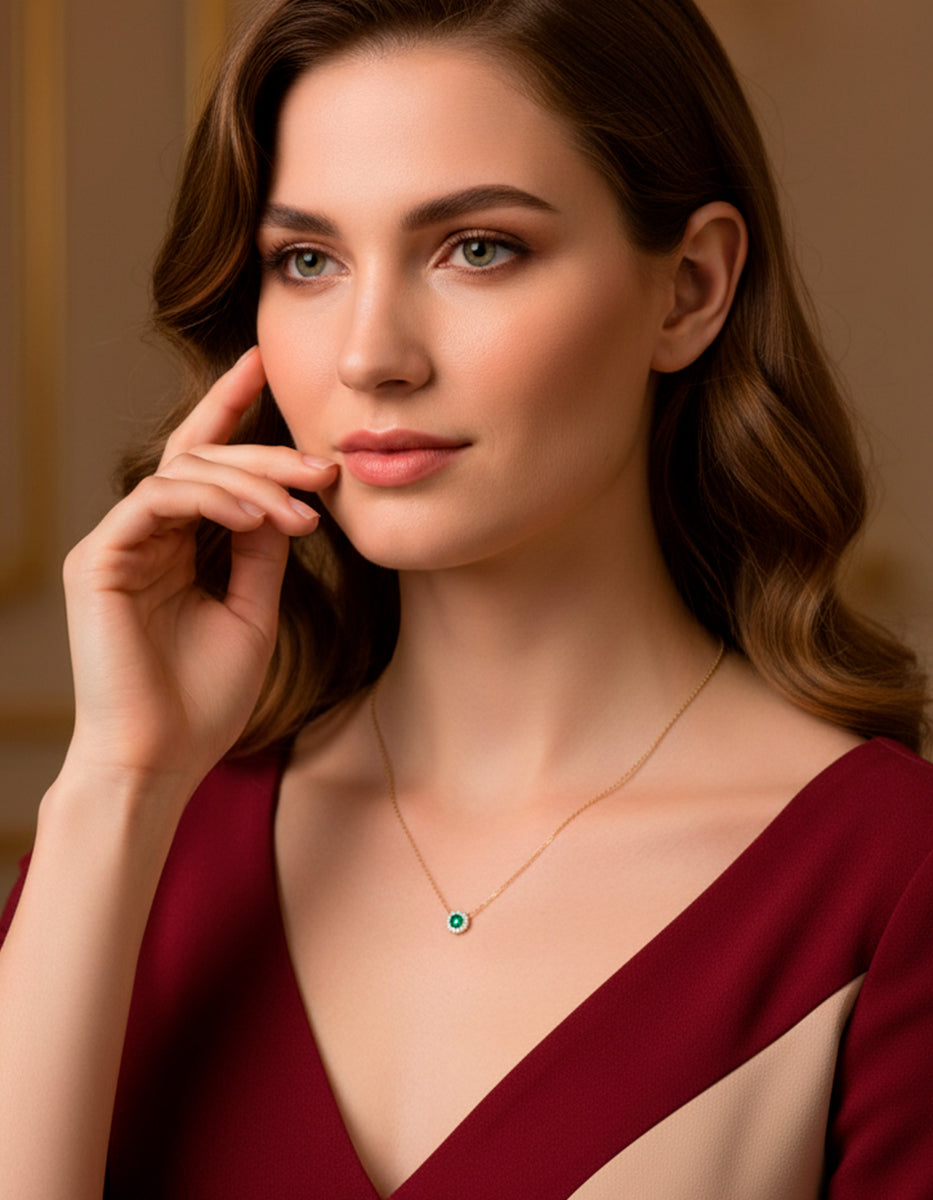 Eterna Gold gold-plated & Bombay Emerald gem necklace