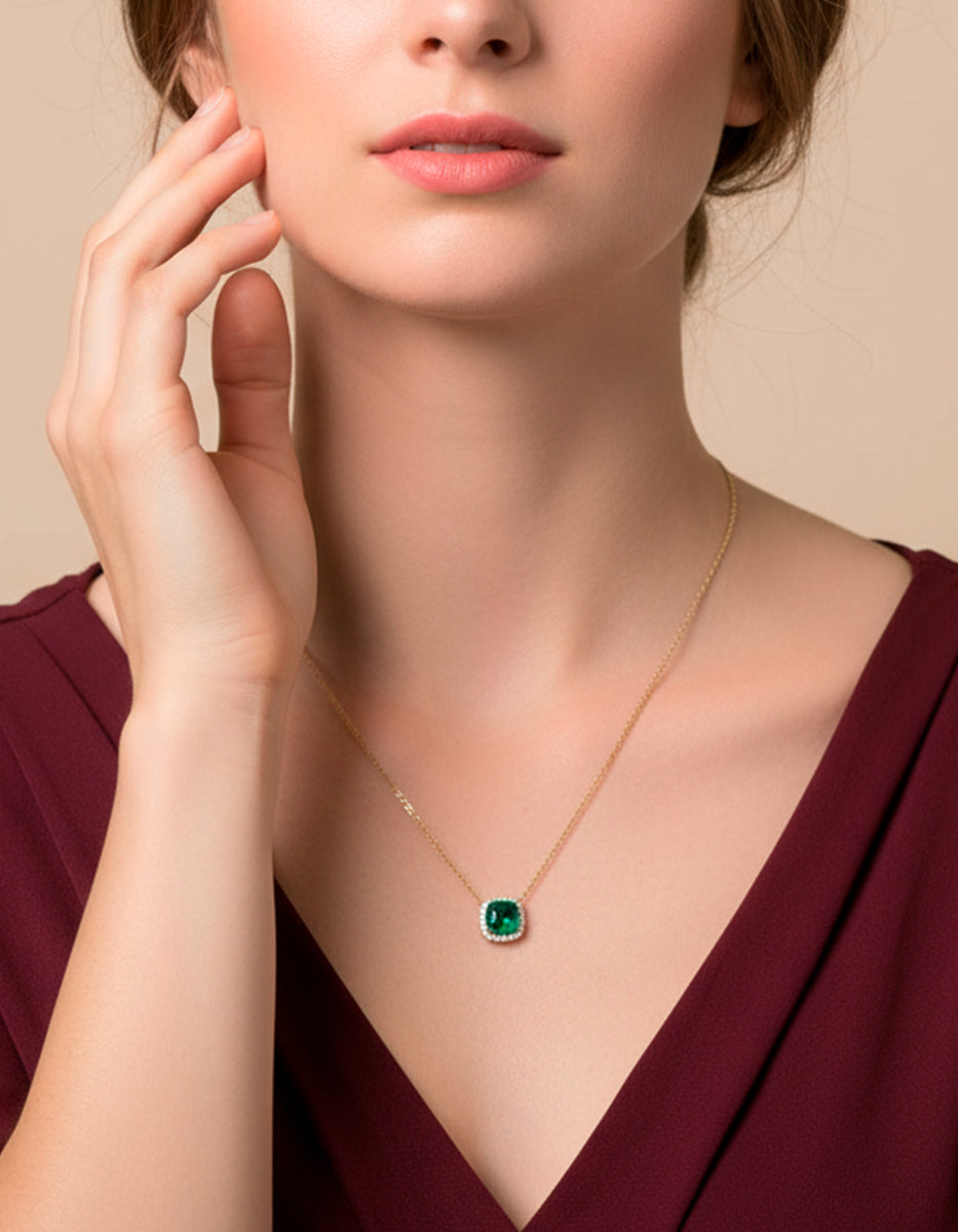 Eterna Gold gold-plated & Bombay Emerald gem necklace