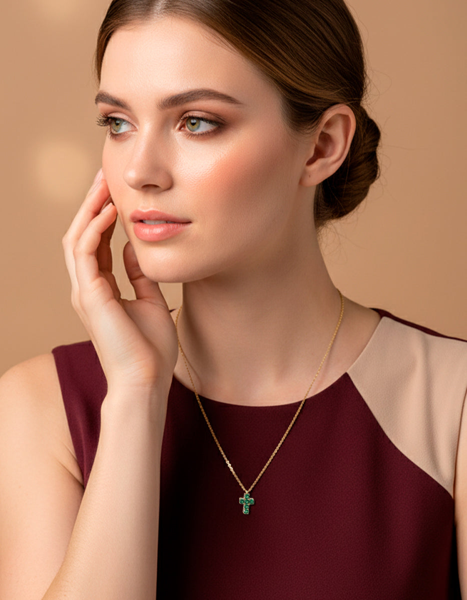 Eterna Gold gold-plated & Bombay Emerald gem necklace