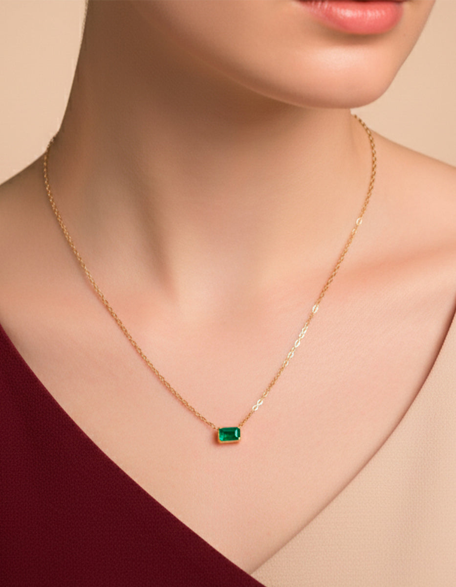 Eterna Gold gold-plated & Bombay Emerald gem necklace