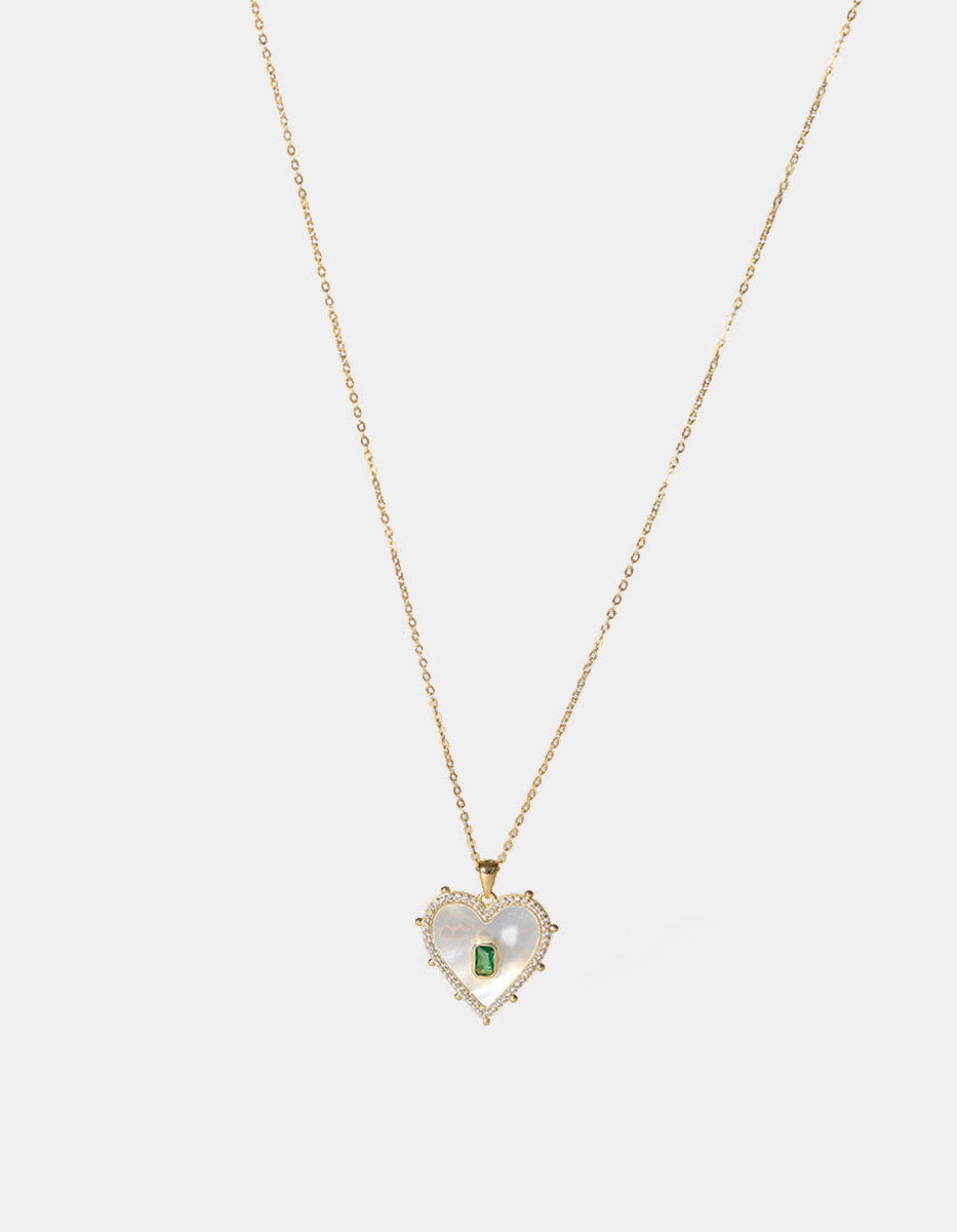 Eterna Gold gold-plated & Bombay Emerald gem heart pendant