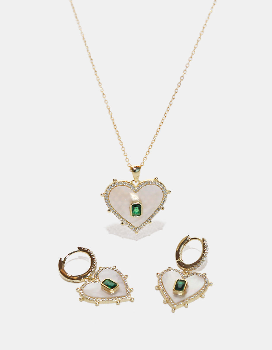 Eterna Gold gold-plated & Bombay Emerald gem heart pendant