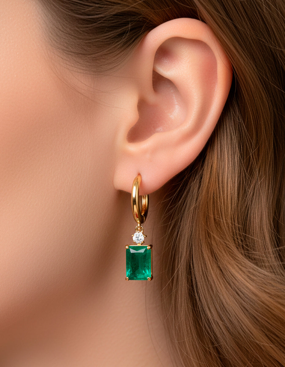 Eterna Gold gold-plated & Bombay Emerald gem earrings
