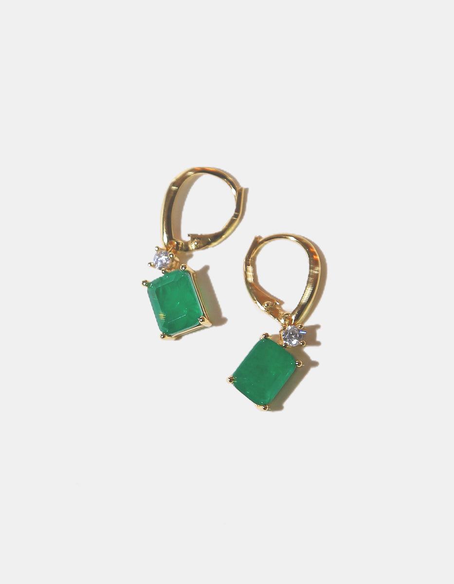 Eterna Gold gold-plated & Bombay Emerald gem earrings