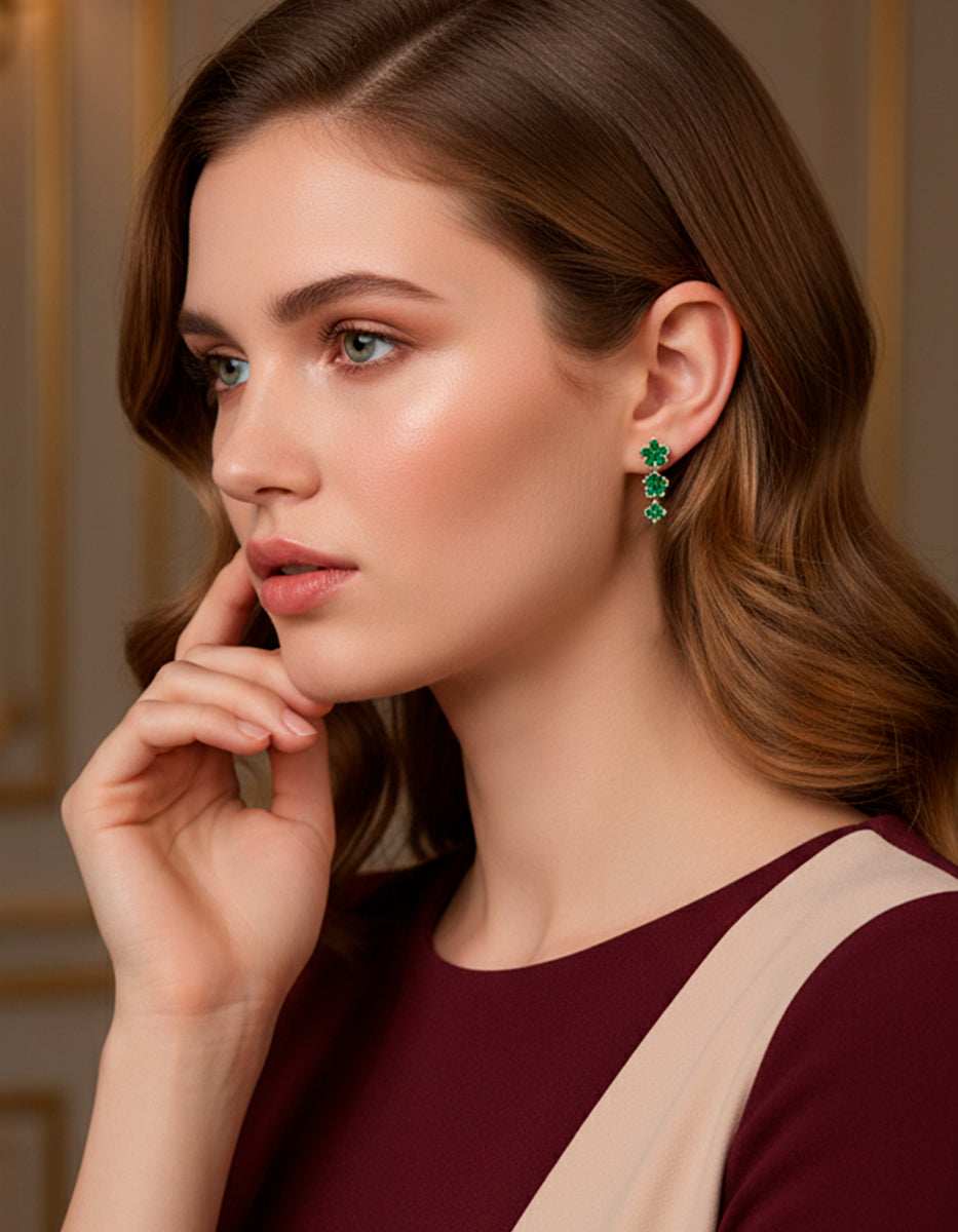 Eterna Gold gold-plated & Bombay Emerald gem earrings