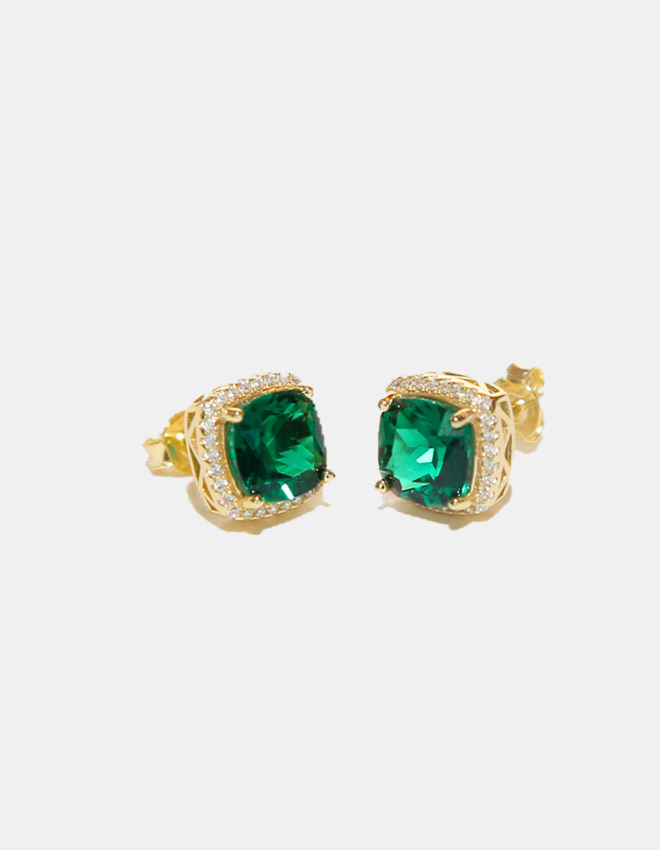 Eterna Gold gold-plated & Bombay Emerald gem stud earrings