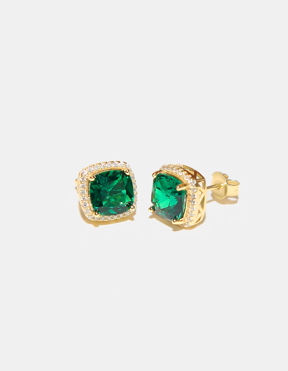 Eterna Gold gold-plated & Bombay Emerald gem stud earrings