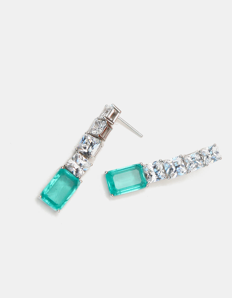 Paradise Bird paraiba gem with rhodium-plated earrings