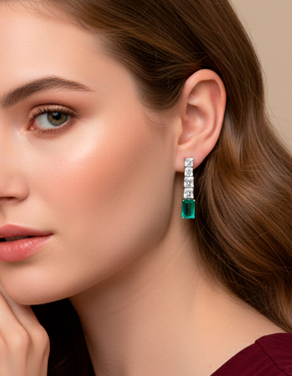 Paradise Bird paraiba gem with rhodium-plated earrings