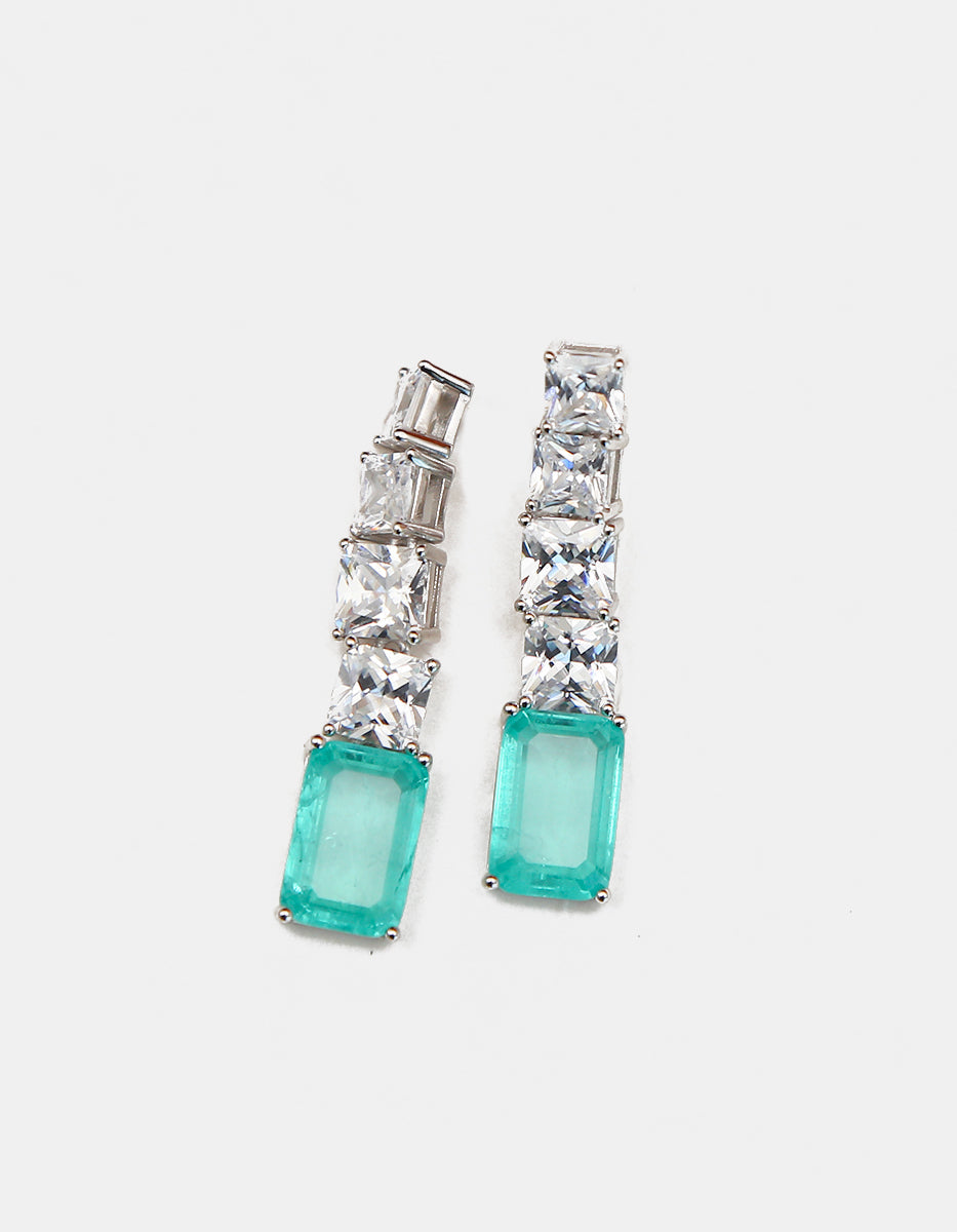 Paradise Bird paraiba gem with rhodium-plated earrings