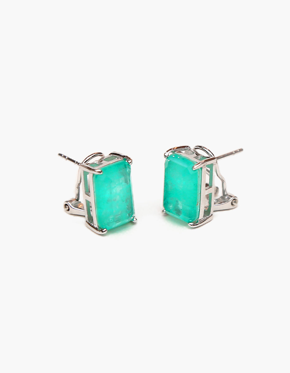Paradise Bird paraiba gem with rhodium-plated earrings