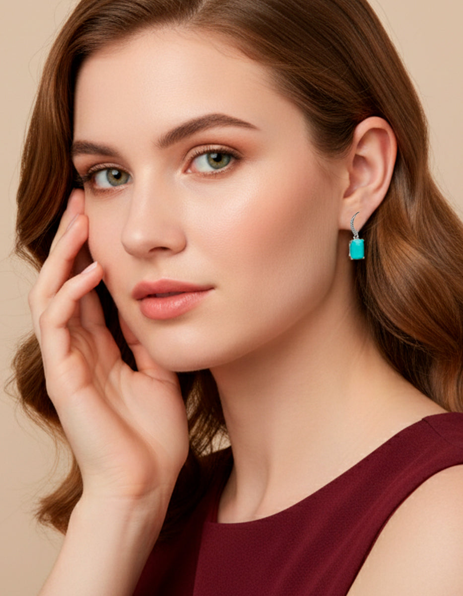 Paradise Bird paraiba gem with rhodium-plated necklace