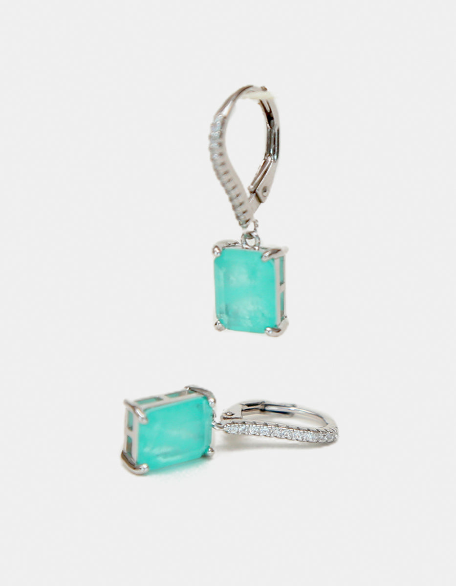 Paradise Bird paraiba gem with rhodium-plated necklace