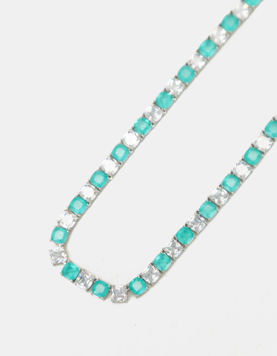 Paradise Bird paraiba gem with rhodium-plated necklace
