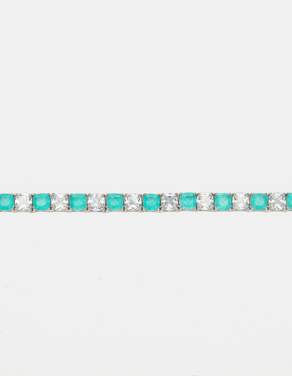 Paradise Bird paraiba gem with rhodium-plated necklace