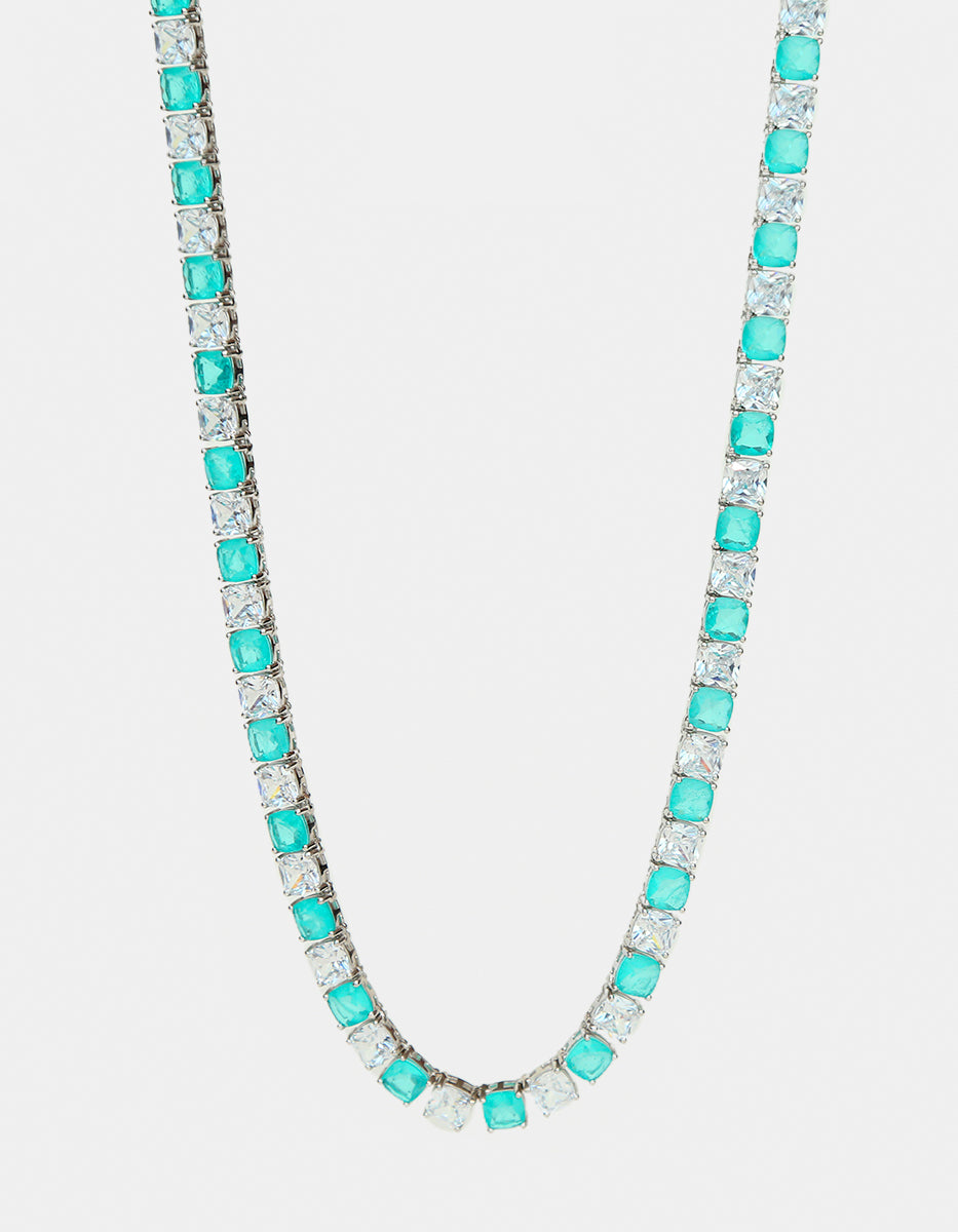 Paradise Bird paraiba gem with rhodium-plated necklace