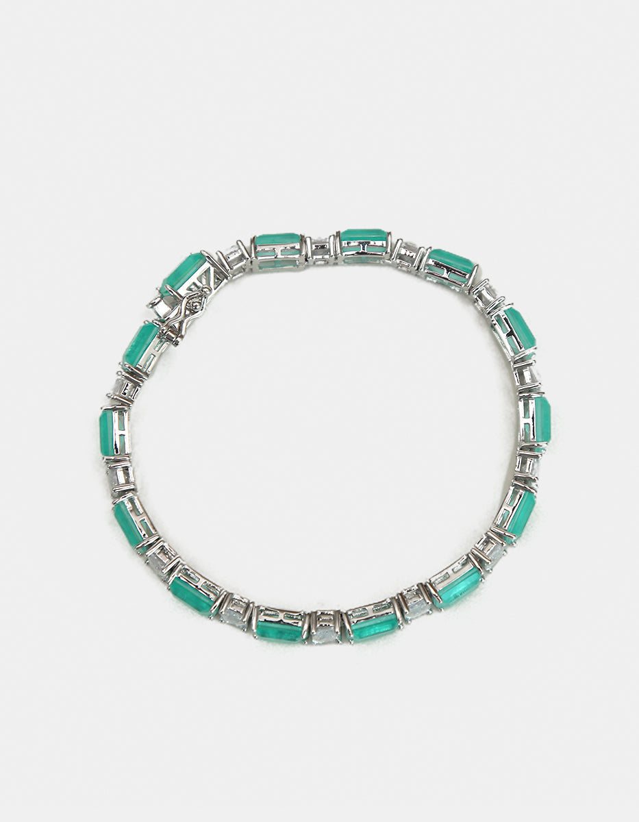 Paradise Bird paraiba gem with rhodium-plated bracelet