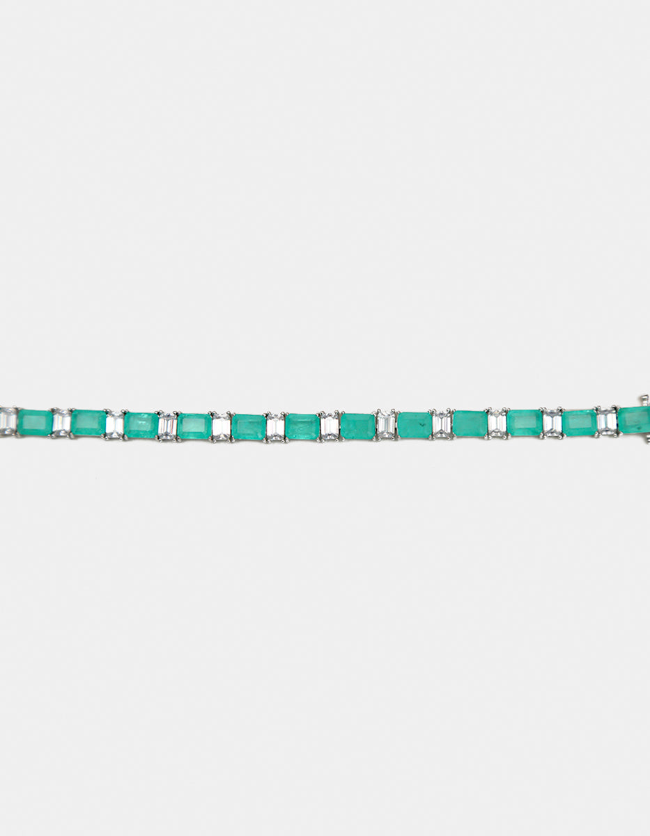 Paradise Bird paraiba gem with rhodium-plated bracelet