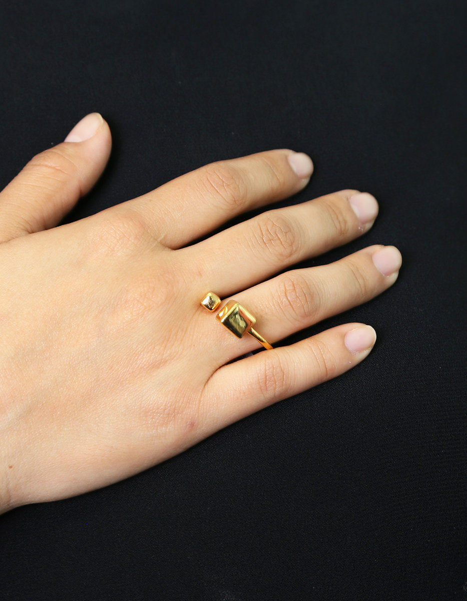 Mexican Geometry gold-plated ring