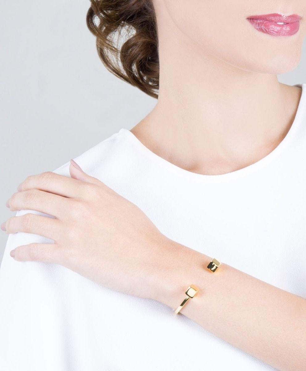 Mexican Geometry gold-plated cube bracelet