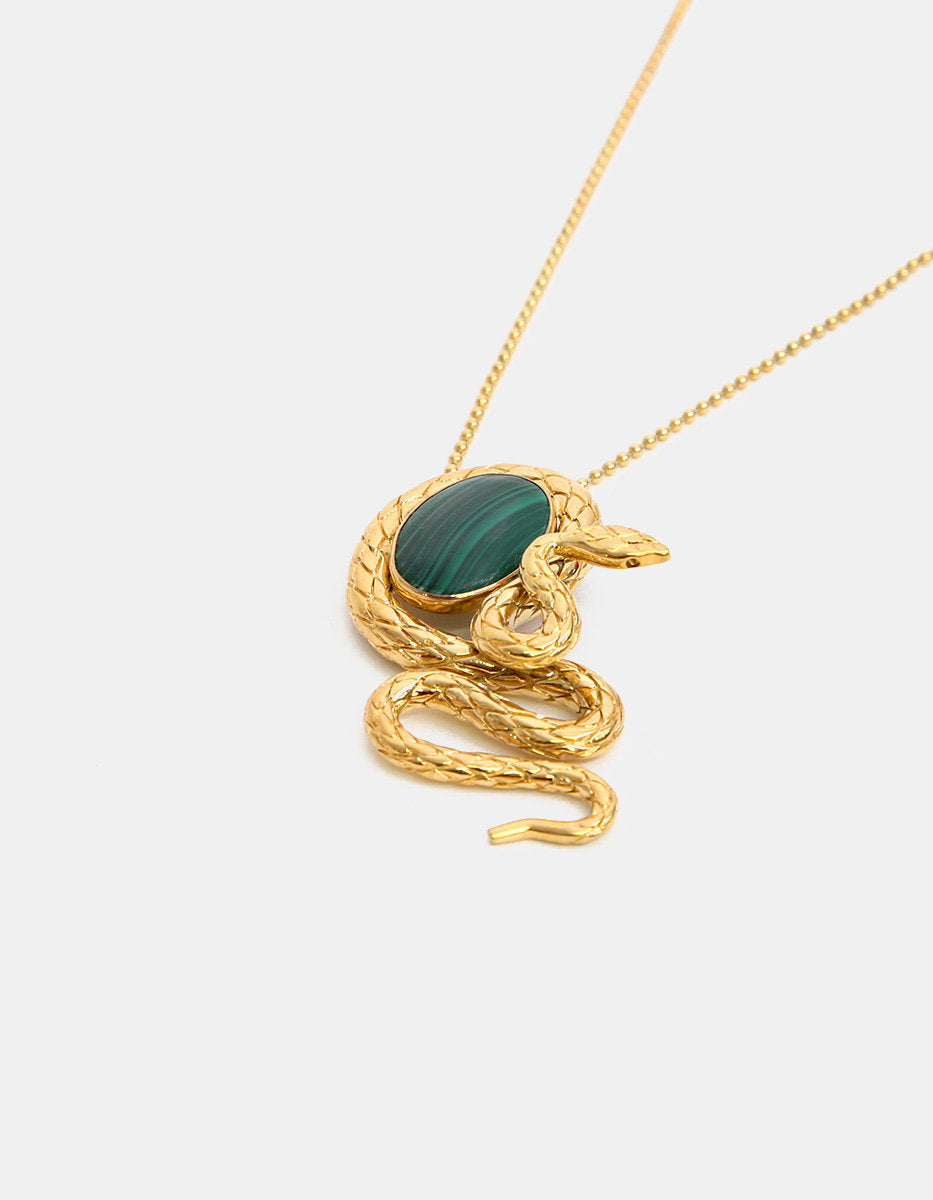Poison gold-plated hammered snake necklace