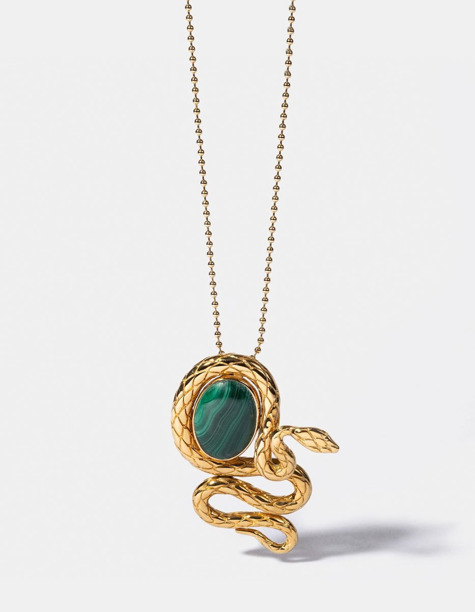 Poison gold-plated hammered snake necklace