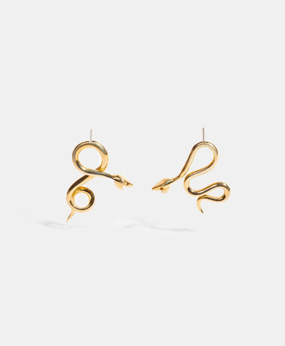 Poison gold-plated snake earrings