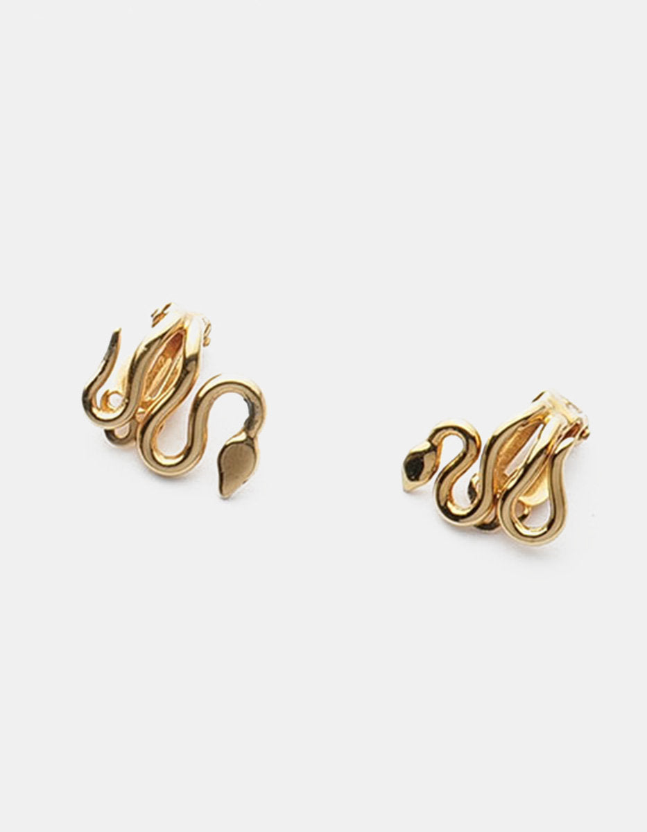 Poison gold-plated hammered stud snake earrings